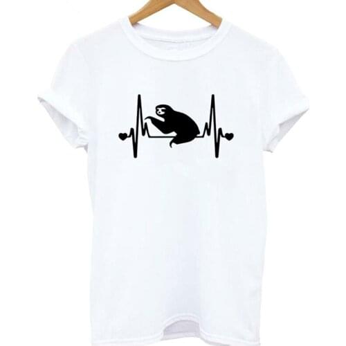 2021 Fashion Cat Heartbeat Salvation Tshirt Printed Women Casual Funny T Shirts Harajuku Camiseta Mujer Poleras Mujer De Moda
