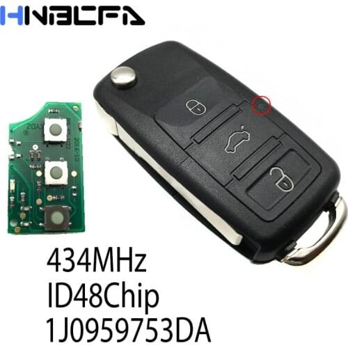 3 Buttons Remote Control Key 434MHz ID48 Chip for VW SKODA Seat PASSAT Polo 1J0959753DA/1J0 959 753 DA 434MHz ID48