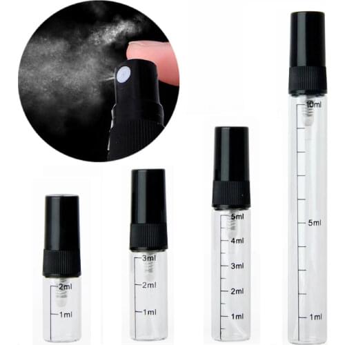 50/100pcs/lot 2/3/5/10ml Scale Glass Bottle Empty Perfume Bottles Spray Atomizer Portable Travel Cosmetic Container