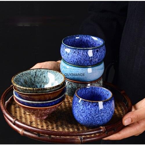 80/120 Ml Chinese Retro Style Kiln Change Texture Handmade Ceramic Tea Cup Coffee Cup Tea Set China Porcelain