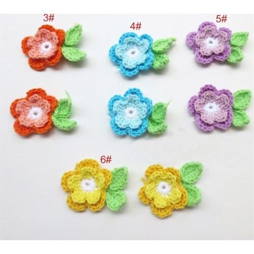 30 pcs high quality cotton knitted 3 cm clothing applique with 3D flower as decorative item for clothes innovative sewing on mat