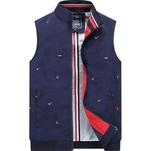 Big Size 4XL Vests for Men New 2020 Spring Coats Shark Jacket Sleeveless Embroidery Waistcoat Male Blue White Color Casual Vest