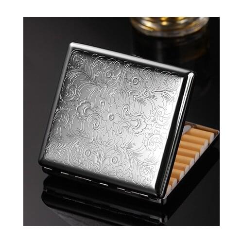 Hold 20pcs Slim Cigarette Rich Flower Pattern Men Ultra-Thin Cigarette Case Portable Tobacco Box Storage Fathers Gifts