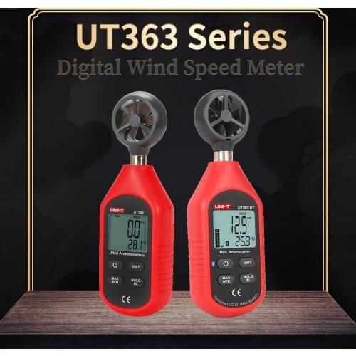UNI-T UT363/UT363BT Mini Digital Anemometer Temperature Tester Outdoor Anemometer LCD Backlight Low Battery Indication