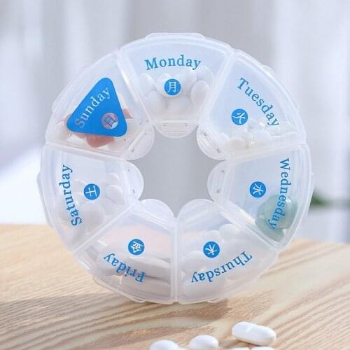 Travel 7 Grids 7 Days Weekly Pill Case Pillbox Splitter Medicine Tablet Dispenser Organizer Pill Storage Box Organizer Container