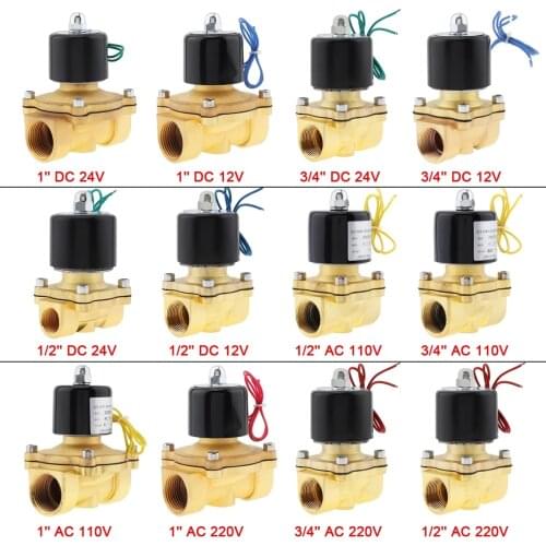 1/2" 3/4" 1" Electric Solenoid Valve 12V 24V 220V 110V Normally Closed Pneumatic for Water Oil Air Solenoid Valves