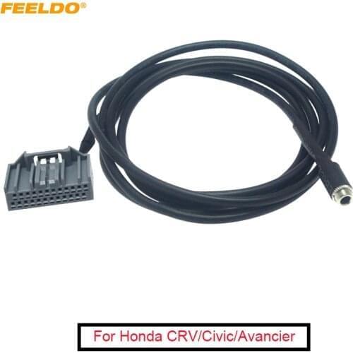 FEELDO 5Pcs Car Audio 3.5mm Female To 24Pin Connector AUX-in Adapter AUX Cable For Honda CRV/Civic/Avancier/Vezel/Crider/XR-V