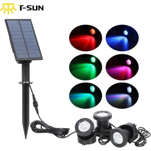 T-SUNRISE LED Solar Powered RGB LED Underwater Lights Spot Light Waterproof IP68 Outdoor Garden 2/3 Lamps for Garden Landscape