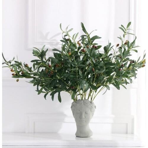 Artificial Fake Flowers Olive Leaf Tree Branches With Olive Fruit Foam Flower Silk Green Leaves Plants Wedding Home Decoration