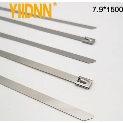 100pc 5/16" Stainless Steel Self-Locking Ball Lock Cable Ties 7.9mm*1500mm 201/304/316SUS