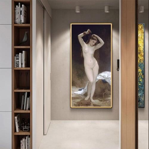 Citon Canvas Oil painting William Adolphe Bouguereau《Bather》Artwork Poster Picture Modern Wall Decor Home Decoration