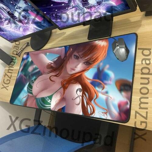 XGZ Large Mouse Pad Black Lock Edge Anime Sexy Girl One Piece Computer Custom Office Table Mat Rubber Non-slip 900x400/600x300