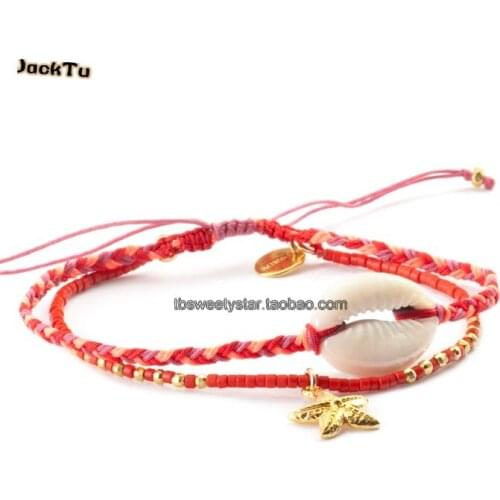 Red mix shell parts set bracelet friendship nylon woven bracelet