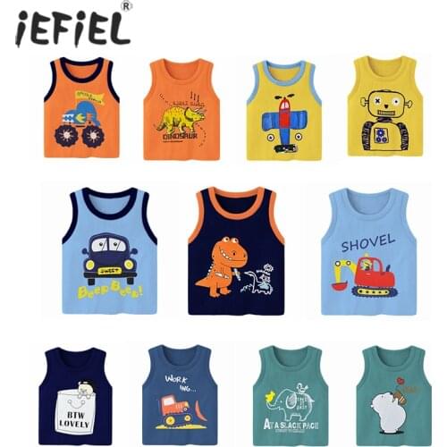 Summer Kid Girl Baby T Shirt Cartoon Print Sleeveless Vest Cotton Boys Children O-neck T-Shirts Tee Tops Tank Camisole Clothing