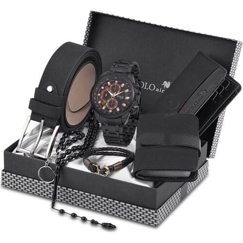 POLO Rucci Mens Wrist Watch And Wallet Belt Keychain Wristband The boiler pl-0486E