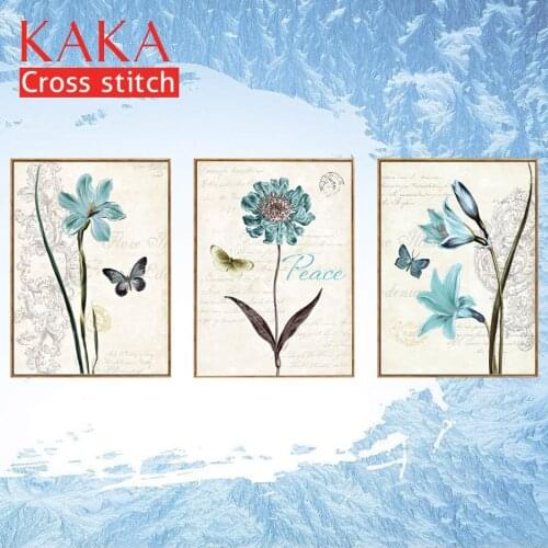 KAKA Cross stitch kits Embroidery needlework sets with printed pattern,11CT canvas,Home Decor for garden House,5D Flowers