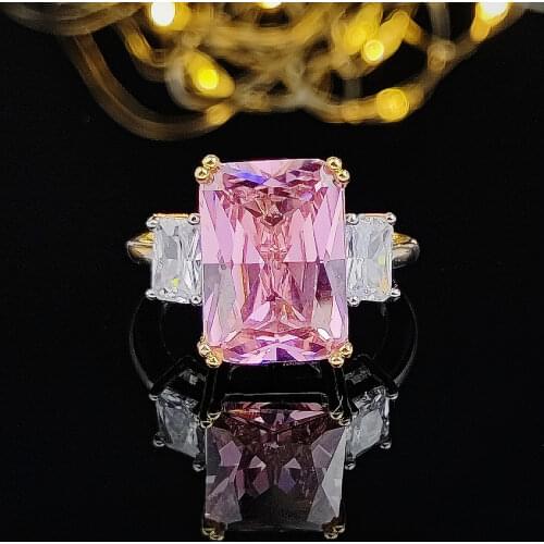 2021 New Luxury Pink 925 Sterling Silver Engagement Ring For Women Lady Anniversary Gift Jewelry Drop Shipping R5235