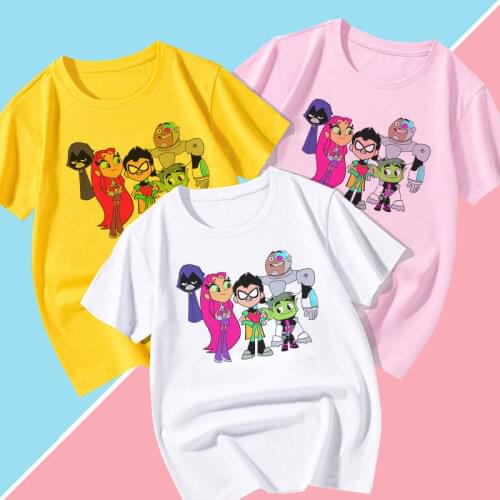 New Cartoons Anime Teen Titan Attack T-Shirt Children Clothes Boy Clothes Baby Casual Girl Baby Tops Summer Unisex 2-9 Years