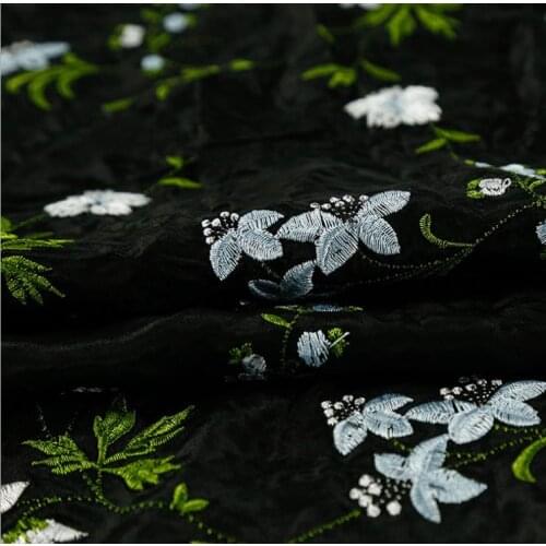 New pattern 50D plant embroidered fabric, skirt casual wear decorative fabric