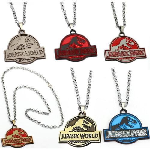 HSIC Jurassic Park Necklace New Moive 2018 Jurassic World Pendant Link Chains Necklaces For Fans Friendship Accessories HC12891