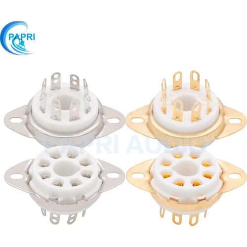 PAPRI 10PCS KT88 EL34 6550 274B 6L6 6V6 Ceramic Silver Gold Plated 8pin K8A Vacuum Tube Socket For Audio HIFI DIY Tube Amplifier