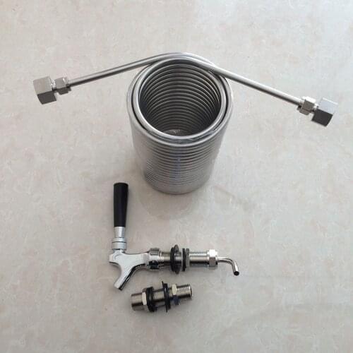 Beer Brewing,cooling coil , food grade 304 stainless steel material with long shank beer tap/faucet and 80mm shank