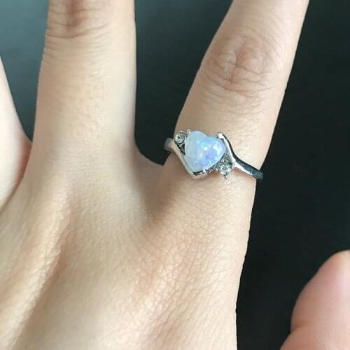 Simple Cute Heart Natural stone Party Rings for Woman Charm Finger Jewelry Bijoux girl Gift Dropshipping