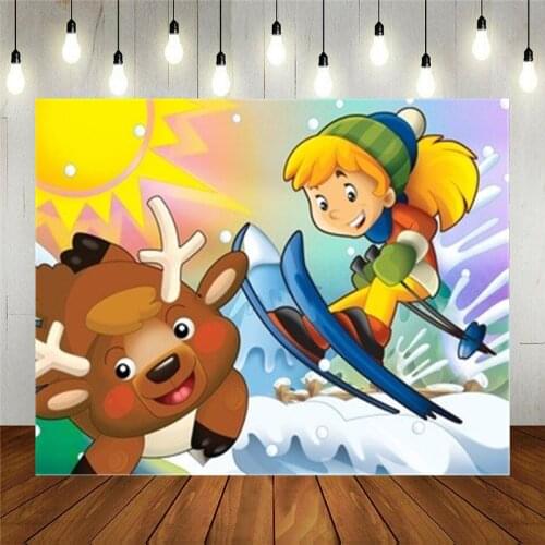 Nitree Photo Studio Props Vinyl Photography Backdrop Kids Birthday Decoration Cartoon Children Jumping Downhill Background