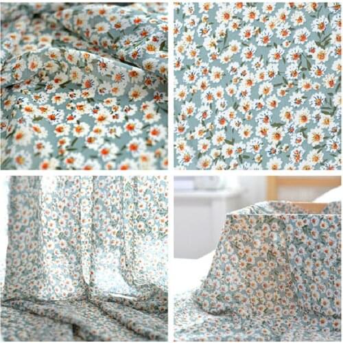 Polka Dots Floral Printed Chiffon Fabric For Sewing Summer Dress Clothes DIY Home Decor No Elastic Pearl Chiffon By The Meter