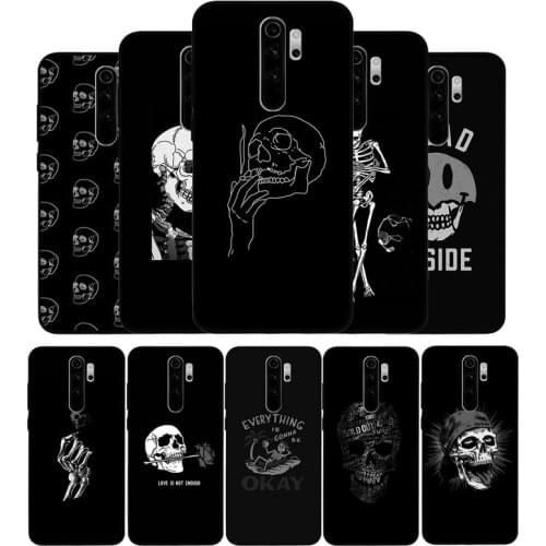Skeleton Rose black Silicone Phone Case For Redmi note 8 7 Pro S 8T for redmi 9 7A Cover