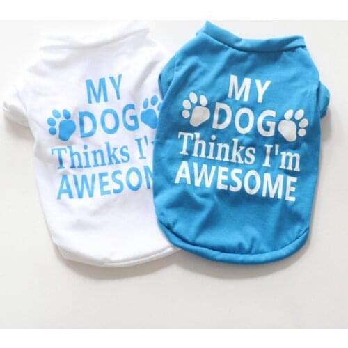 Blue Dog Clothes Pet Products Letter Print Puppy Clothing Small Dog Cat Vest Shirt Pet Dog Costume