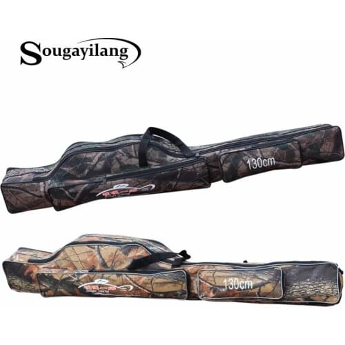 Sougayilang Camouflage 1.3M Fishing Bag Large Capacity 2 Layers Fishing Rod Tackle Bag Fishing Bag Waterproof Fishing Rod Bag
