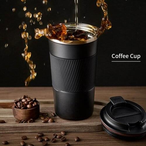 380ml/510ml Thermos Coffee Mug 304 Stainless Steel Vacuum Flasks Portable Leak-Proof Non-Slip Thermal Cup for Car Office