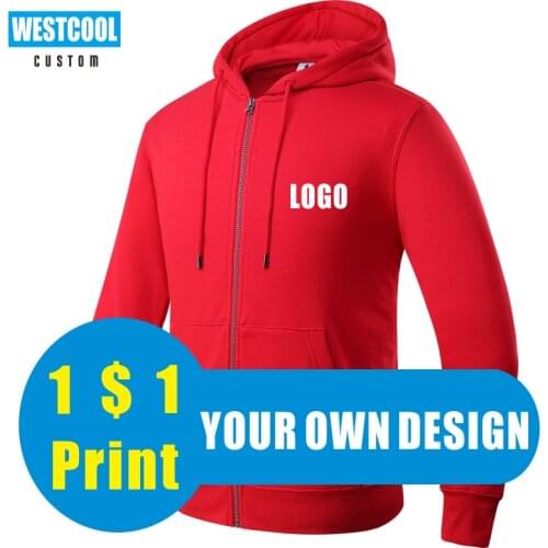 Zipper Hoodie Logo Custom Fashion Women Embroidery Customizion Sweatershirts Casual Men Clothing Customized WESTCOOL 2020