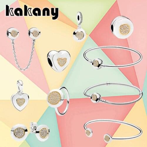 High Quality Standard S925 Sterling Silver Classic Luxury Heart Pendant Round Crystal Ring Earrings Safety Chain Jewelry