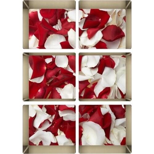 WCIC 6pcs Bathroom Stickers Rose Flower Clovers Stone Pattern 13x13cm 3D Anti Slip Non-smell Bathtub Sticker Pads