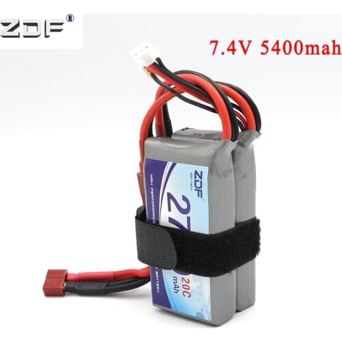 ZDF Power Upgrade to 7.4V 5400MAH (2pcs*2700mah 7.4V 20C) 40C 2S lipo battery T plug for Wltoys 12428 12423 RC Car Parts