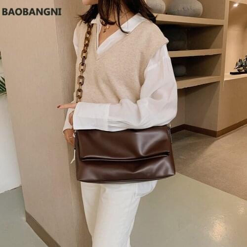 New PU Leather Shoulder Bags for Women Crossbody Handbags Purses Female Travel Luxury Trending Thick Chain CrossBody Bag