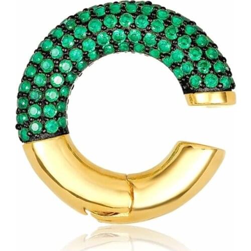 CANNER Y2K Clip Earring for Woman 1PCS 925 Silver Non-Piercing Green Pink Zircon C Shape Luxury Jewelry Cuff Bijoux Femme