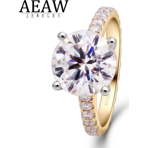 4.0 carat 10 mm Round Excellent Cut DE Color Moissanite Engagement Ring for Women Solid 14K Yellow Gold White Gold Certificacted