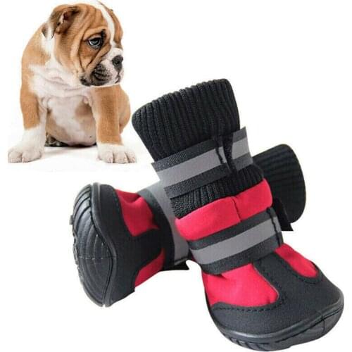 4pcs/set Winter Pet Dog Shoes Waterproof Anti-slip Cat Snow Boots Paw Protector Warm Reflective Shoes For Small Large Dogs Husky