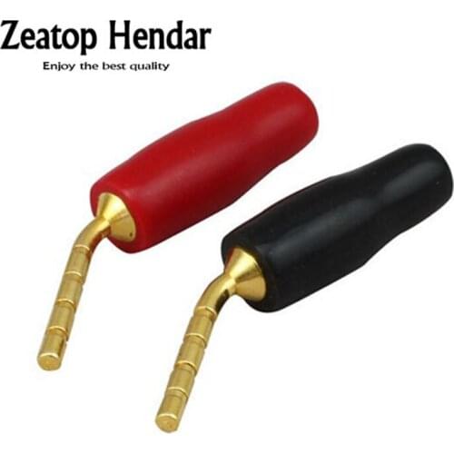 10Pcs Brass Angle Pin 2mm Banana Plug Gold Plated Screw Lock Terminals Wiring Pin Adapter for Wire Cable Hi-fi Speaker Connector