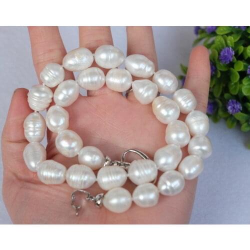 12-13MM AAA NATURAL Akoya WHITE SOUTH SEA BAROQUE PEARL NECKLACE 18"INCH