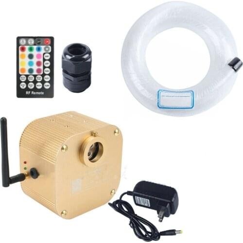 Bluetooth 16W RGBW Twinkle Fiber Optic Light Engine WIFI APP Control LED Light Device sound Remote RC+400pcs 4m 0.75MM cable kit
