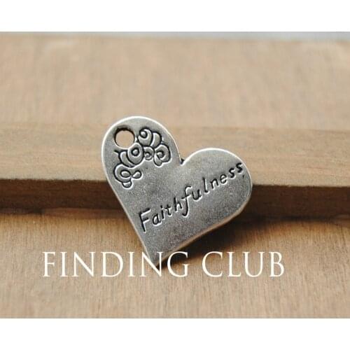 20pcs Tibetan Silver Color Engraved Faithfulness Heart Charms Metal Bracelet Necklace Jewelry Findings A692