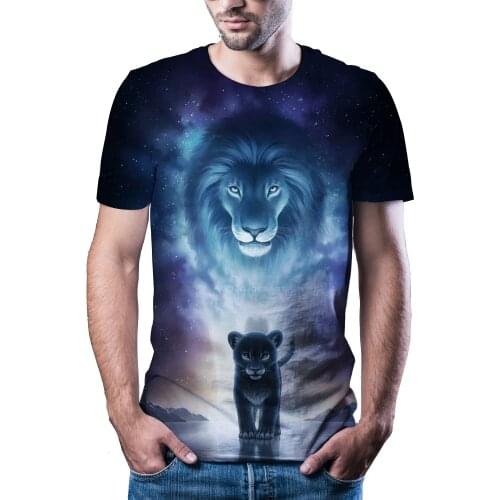 2021 new 3D natural fun t-shirt mens hot brand mens leisure animal 3D printing t-shirt mens clothes T-shirt summer