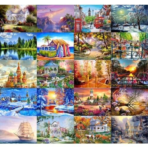 5d Diamond Painting Diy Landscape Customizable Home Decoration Round Diamond Imitation Cross Stitch Set