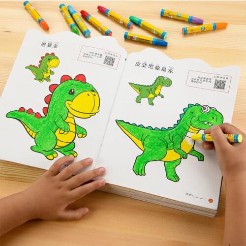 8 Books/set Cute Coloring Dinosaur Coloring Book for Children Kids Relieve Stress Kill Time Graffiti Painting Drawing Art Books
