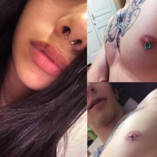 8pcs/Set 16G Nose Septum Ring Lip Nipple Eyebrow Lobe Rings Hoop Horseshoe Ear Piercings for Women Men Steel Body Jewelry LB13