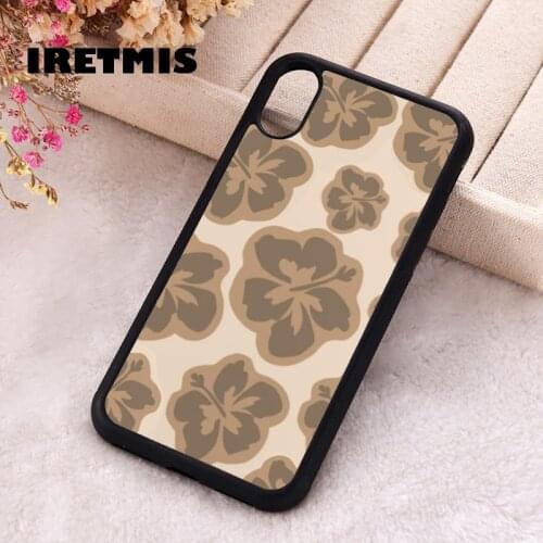Iretmis 5 5S SE 2020 Phone Cover Case for iPhone 6 6S 7 8 Plus X Xs XR 11 12 Mini Pro Max Silicone Brown Retro Tropical Flower